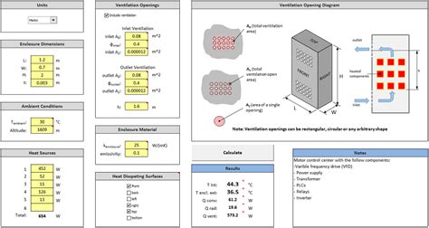 electrical enclosure heat dissipation calculator|enclosure cooling output calculator.